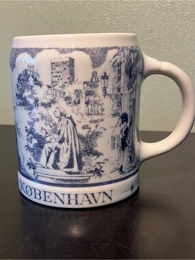 Blue and White Copenhagen Porcelain Mug Keramik Karlslunde Danmark